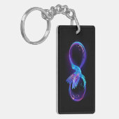 Neon Infinity Symbool met gloeiende Hummingbird Sleutelhanger (Voorkant Links)