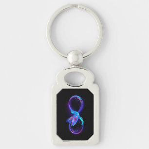 Neon Infinity Symbool met gloeiende Hummingbird Sleutelhanger