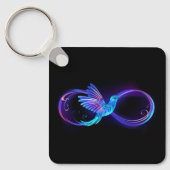 Neon Infinity Symbool met gloeiende Hummingbird Sleutelhanger (Voorkant)