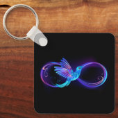 Neon Infinity Symbool met gloeiende Hummingbird Sleutelhanger (Voorkant)