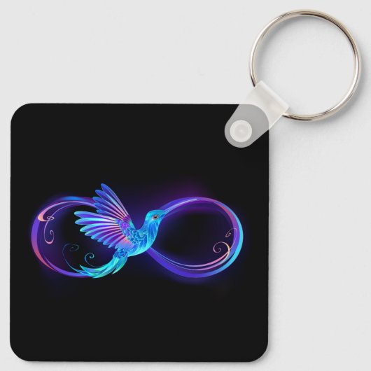 Neon Infinity Symbool met gloeiende Hummingbird Sleutelhanger (Achterkant)