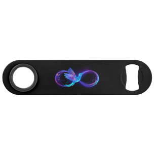 Neon Infinity Symbool met gloeiende Hummingbird Speed Flessenopener