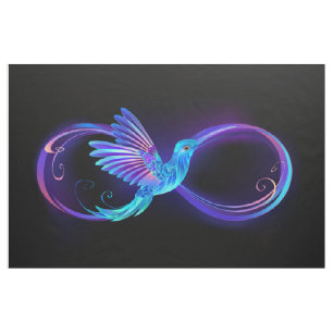 Neon Infinity Symbool met gloeiende Hummingbird Stof