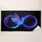 Neon Infinity Symbool met gloeiende Hummingbird Strandlaken (Voorkant)