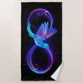 Neon Infinity Symbool met gloeiende Hummingbird Strandlaken (Voorkant)