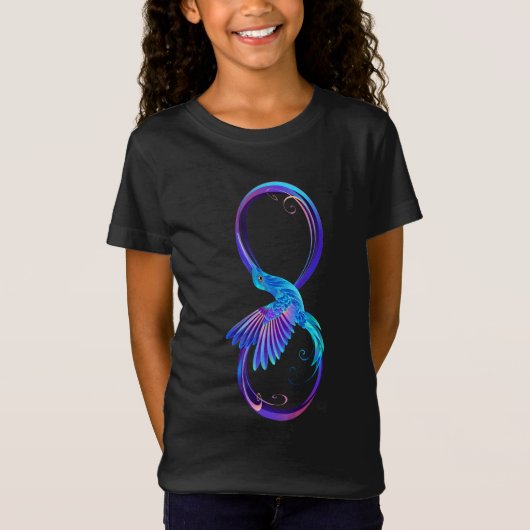 Neon Infinity Symbool met gloeiende Hummingbird T-shirt (Voorkant)