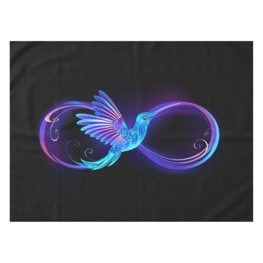 Neon Infinity Symbool met gloeiende Hummingbird Tafelkleed (Voorkant (Horizontaal))