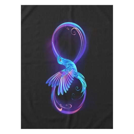 Neon Infinity Symbool met gloeiende Hummingbird Tafelkleed (Voorkant)