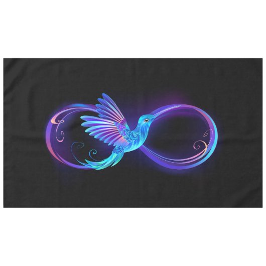 Neon Infinity Symbool met gloeiende Hummingbird Tafelkleed (Voorkant (Horizontaal))