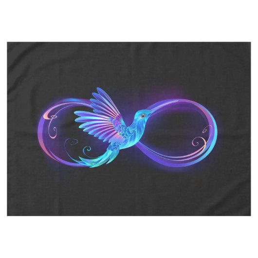 Neon Infinity Symbool met gloeiende Hummingbird Tafelkleed (Voorkant (Horizontaal))