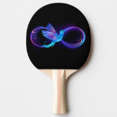 Neon Infinity Symbool met gloeiende Hummingbird Tafeltennisbatje (Voorkant)