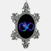 Neon Infinity Symbool met gloeiende Hummingbird Tin Sneeuwvlok Ornament (Links)