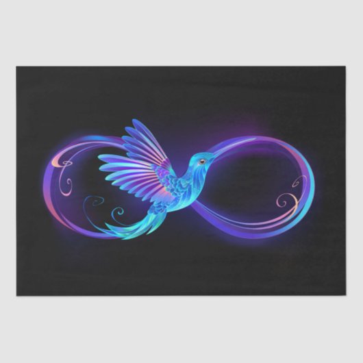Neon Infinity Symbool met gloeiende Hummingbird Tissuepapier (Voorkant)