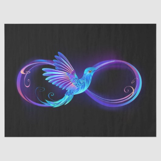 Neon Infinity Symbool met gloeiende Hummingbird Tissuepapier (Voorkant)