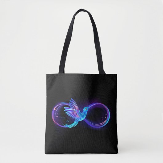 Neon Infinity Symbool met gloeiende Hummingbird Tote Bag (Voorkant)