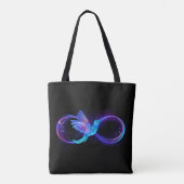 Neon Infinity Symbool met gloeiende Hummingbird Tote Bag (Achterkant)