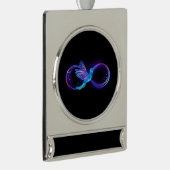 Neon Infinity Symbool met gloeiende Hummingbird Verzilverd Banner Ornament (Rechts)