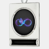 Neon Infinity Symbool met gloeiende Hummingbird Verzilverd Banner Ornament (Links)