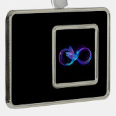 Neon Infinity Symbool met gloeiende Hummingbird Verzilverd Omlijst Ornament (Rechts)