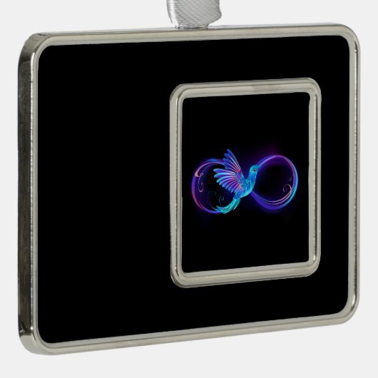 Neon Infinity Symbool met gloeiende Hummingbird Verzilverd Omlijst Ornament (Rechts)