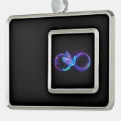 Neon Infinity Symbool met gloeiende Hummingbird Verzilverd Omlijst Ornament (Links)