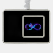 Neon Infinity Symbool met gloeiende Hummingbird Verzilverd Omlijst Ornament (Voorkant)