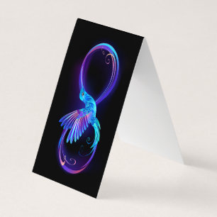 Neon Infinity Symbool met gloeiende Hummingbird Visitekaartje