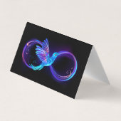 Neon Infinity Symbool met gloeiende Hummingbird Visitekaartje (Achterkant)