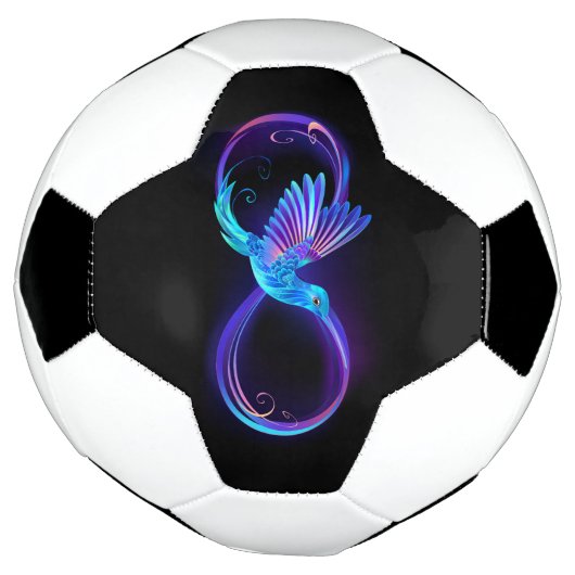 Neon Infinity Symbool met gloeiende Hummingbird Voetbal (Gedraaid)
