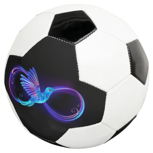 Neon Infinity Symbool met gloeiende Hummingbird Voetbal (Drie kwart)