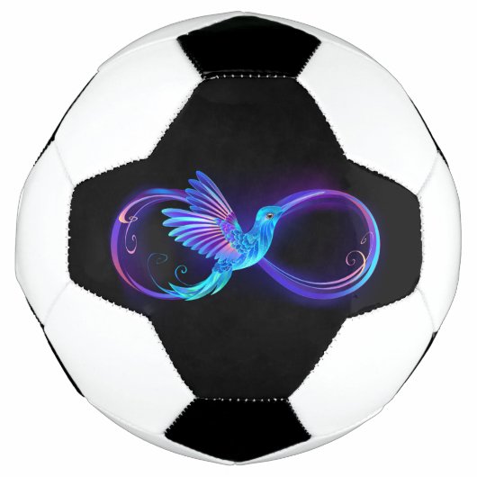 Neon Infinity Symbool met gloeiende Hummingbird Voetbal (Voorkant)
