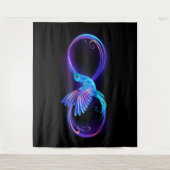 Neon Infinity Symbool met gloeiende Hummingbird Wandkleed (Voorkant)