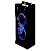 Neon Infinity Symbool met gloeiende Hummingbird Wijn Cadeautas (Achterkant Gekanteld)