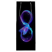 Neon Infinity Symbool met gloeiende Hummingbird Wijn Cadeautas (Achterkant)