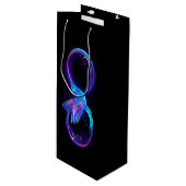 Neon Infinity Symbool met gloeiende Hummingbird Wijn Cadeautas (Voorkant Gekanteld)