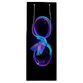 Neon Infinity Symbool met gloeiende Hummingbird Wijn Cadeautas (Voorkant)