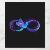 Neon Infinity Symbool met gloeiende Hummingbird Wijn Etiket (Enkel label)