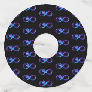 Neon Infinity Symbool met gloeiende Hummingbird Wijnglaslabel