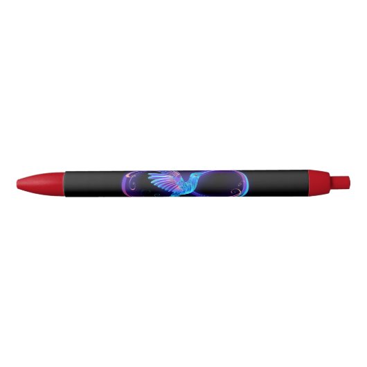 Neon Infinity Symbool met gloeiende Hummingbird Zwarte Inkt Pen (Voorkant)