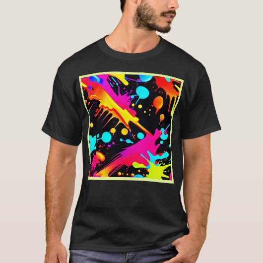 Neon Ink Splash Design T-shirt (Voorkant)