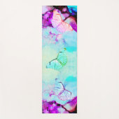 Neon Ink Turquoise Magenta Pastel Vlinders Yogamat (Voorkant)
