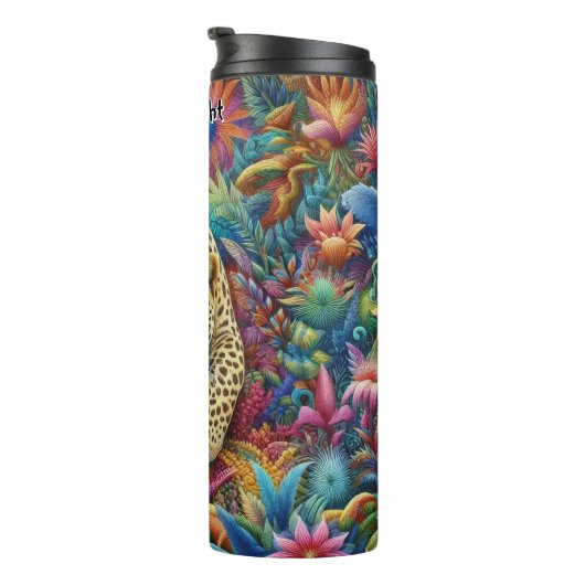 Neon Jaguar in een weelderig Oerwoud Thermosbeker (Geroteerd rechts)