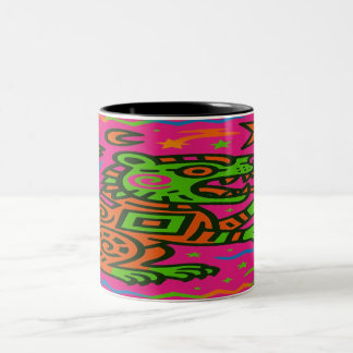 Neon Jaguar Spirit – Bold Tribal Coffee Mok