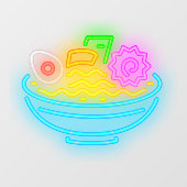 Neon Japans Ramen Noedel Restaurant Raamsticker (Vel)