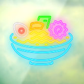 Neon Japanse Ramen Noodles Restaurant Raamsticker (Vel 3)