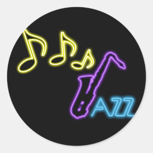 Neon Jazz Bar Teken Ronde Sticker