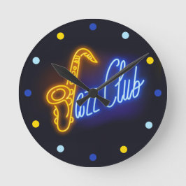 Neon Jazz Club Saxofoon Sax blauw Gele Klok