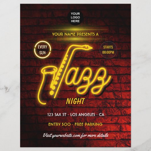 Neon Jazz Music Festival logo en foto toevoegen Flyer (Voorkant)