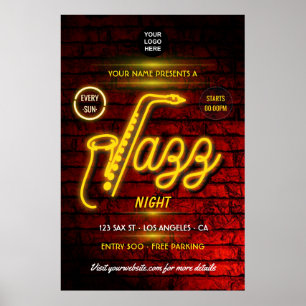 Neon Jazz Music Festival voegen logo toe Poster