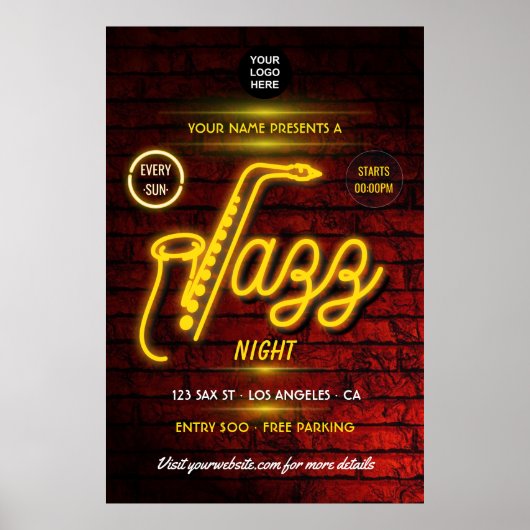 Neon Jazz Music Festival voegen logo toe Poster (Voorkant)